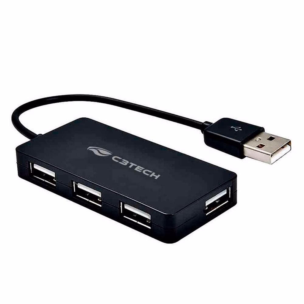 HUB USB 2.0 C3Tech com 4 Portas USB 2.0, Preto - HU-220BK