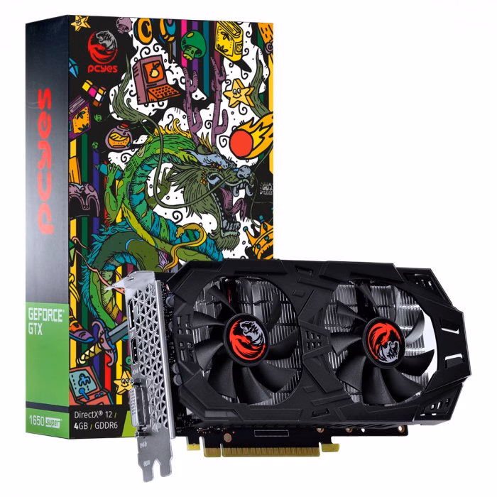 Placa de Vídeo PCyes, NVIDIA GeForce GTX 1650 SUPER, 4GB GDDR6, 128 BITS, DUAL-FAN, PAK1650S4GBDF