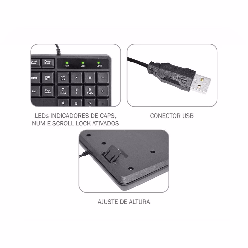 Teclado K-Mex USB ABNT2 Preto - KB-W528 - Imagem 2