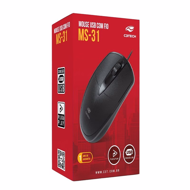 Mouse USB MS-31BK Preto C3Tech - Imagem 4