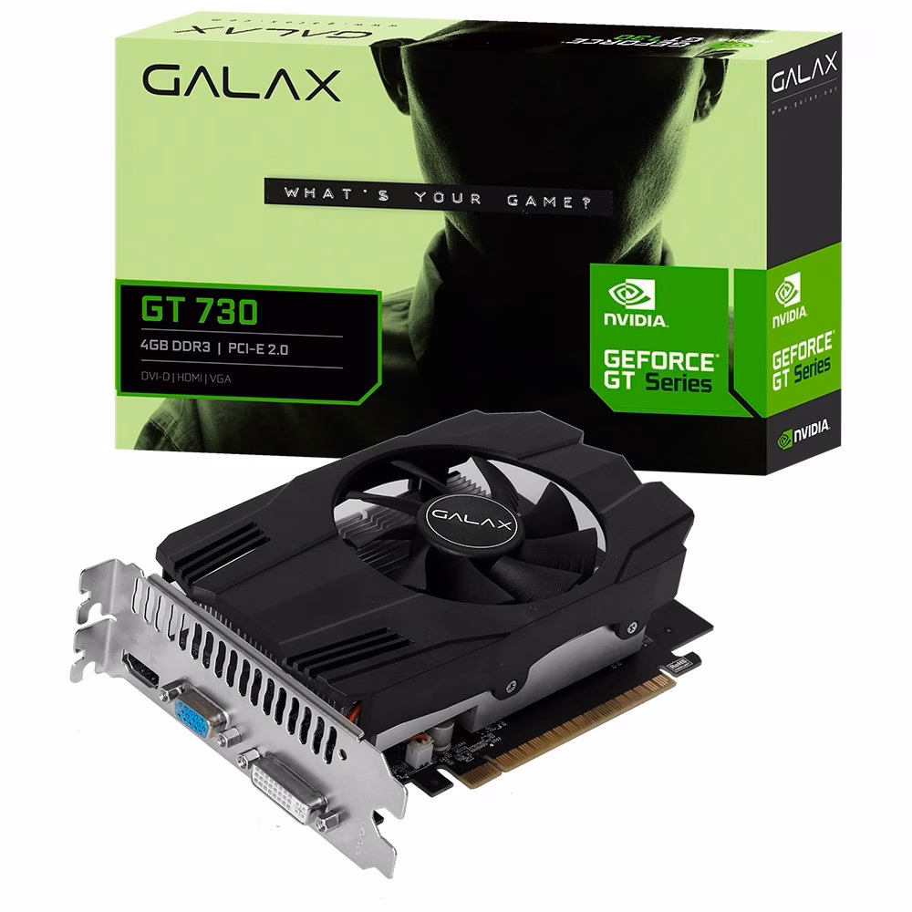 Placa de Vídeo GT 730 Galax NVIDIA Geforce, 4 GB DDR3, Processador Gráfico, PCIE 2.0 - 73GQS4HX00WG