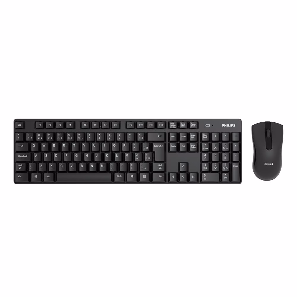 Kit Teclado e Mouse Sem Fio Philips, ABNT2 - SPT6501B