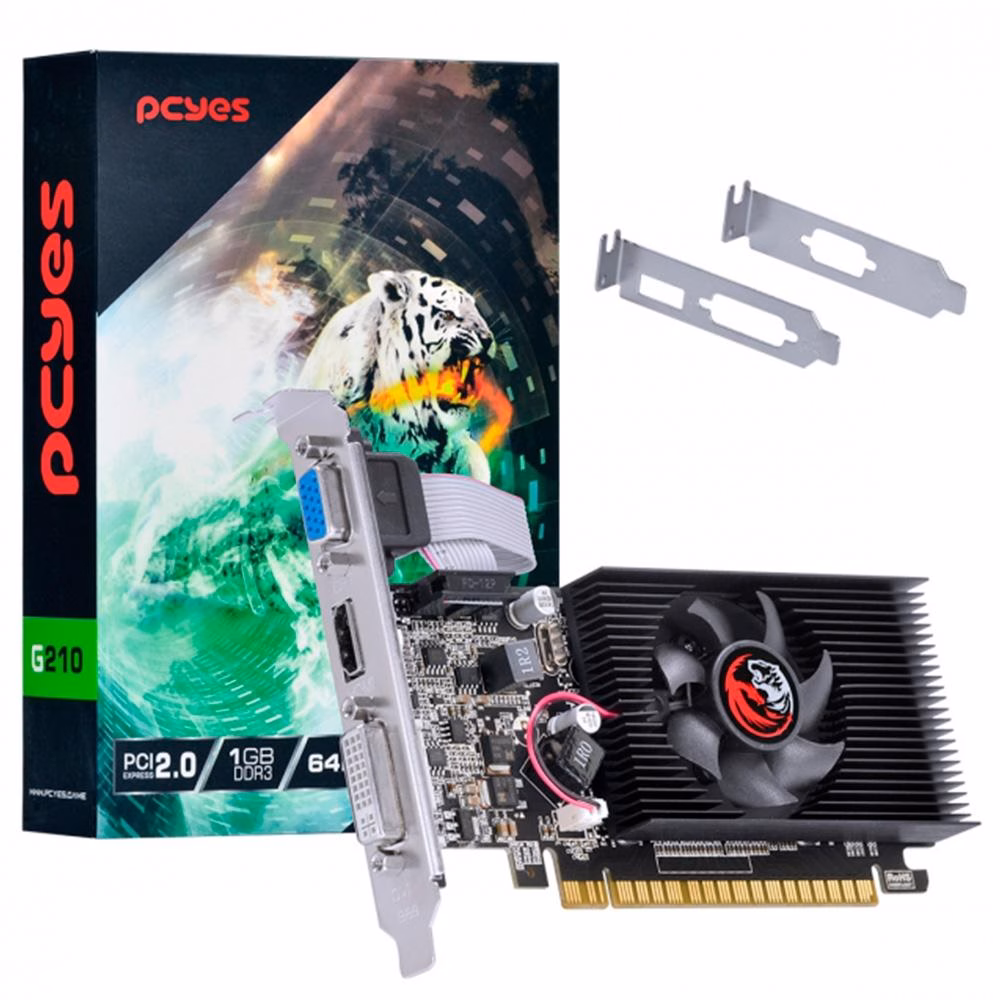 Placa de Vídeo Pcyes NVIDIA GeForce G 210, 1GB DDR3 - PVG2101GBR364LP