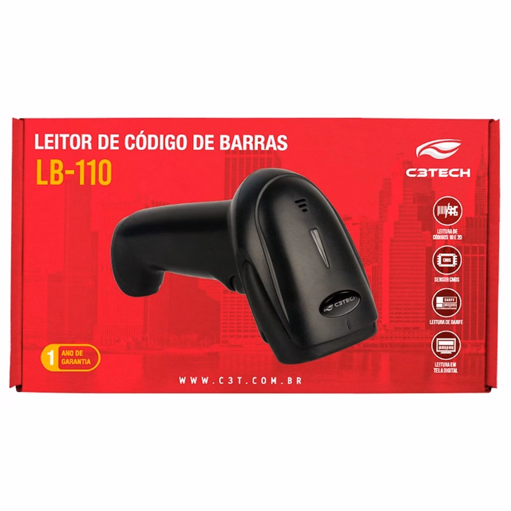 Leitor de Código de Barras C3Tech 1D/2D, USB, Preto - LB-110BK - Imagem 3