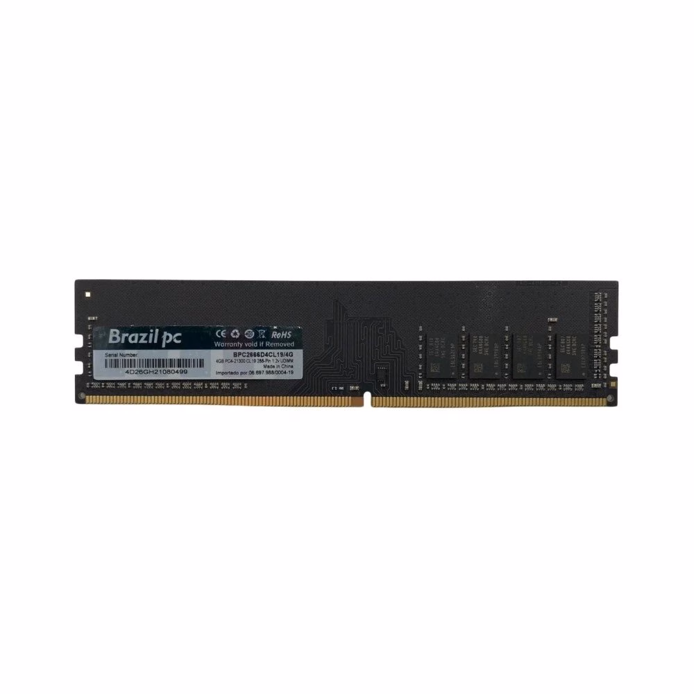 Memória BrazilPC 4GB, DDR4, 2666Mhz, BPC2666D4CL19/4G, OEM