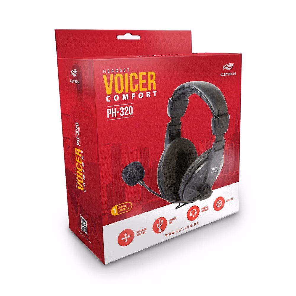 Headset USB Voicer Comfort PH-320BK C3Tech - Imagem 3