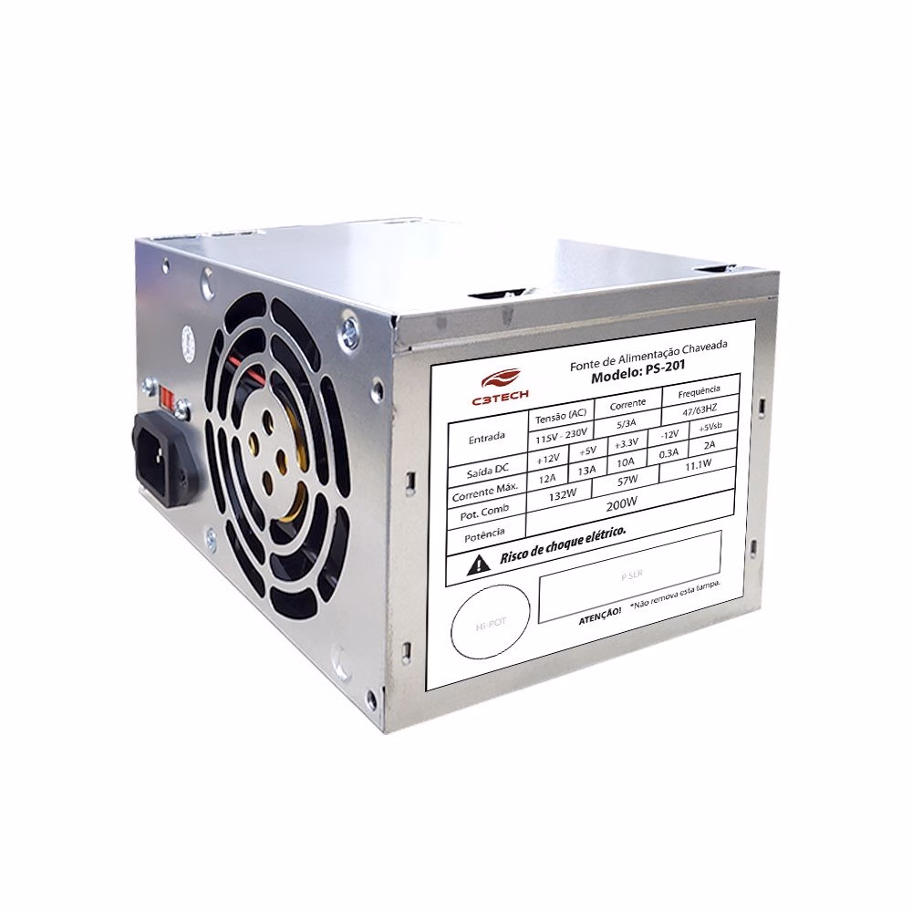 Fonte ATX 200W PS-201 Sem Cabo C3Tech