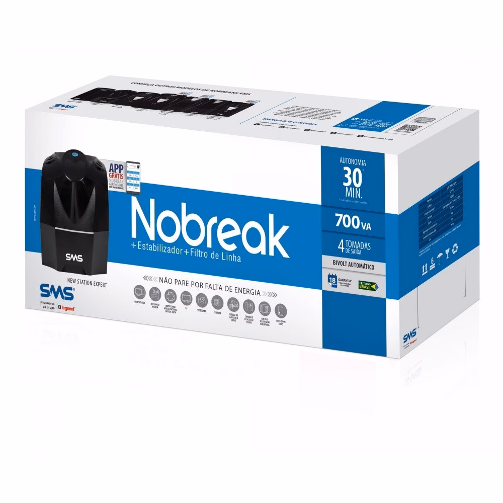 Nobreak 700VA SMS New Station Expert Entrada Bivolt e Saída 115V - 0027919 - Imagem 3