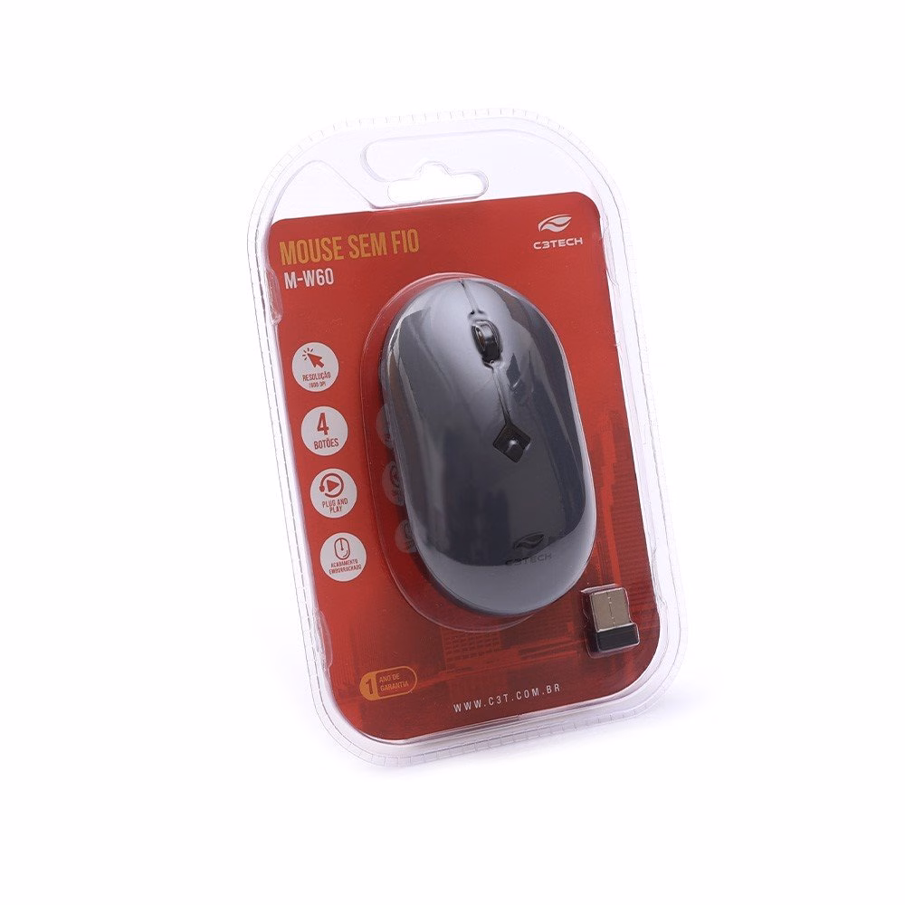 Mouse Sem Fio RC Nano M-W60GY Cinza C3Tech - Imagem 4