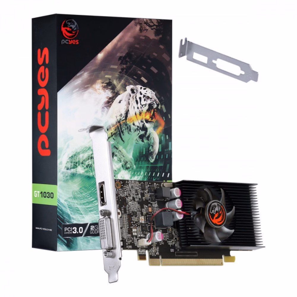 Placa de Vídeo PCYes Nvidia Geforce GT 1030 2GB GDDR5 64BIT Single Fan Low Profile - PA1030GTG5LP
