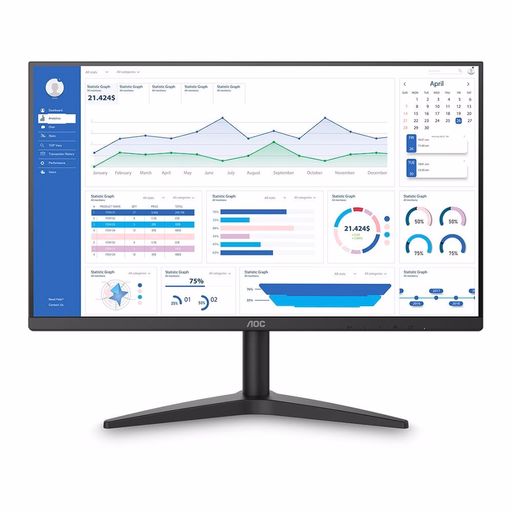 Monitor AOC 27" LED Full HD, 75Hz, 8ms, HDMI e VGA, Adaptive-Sync, VESA - 27B1HM