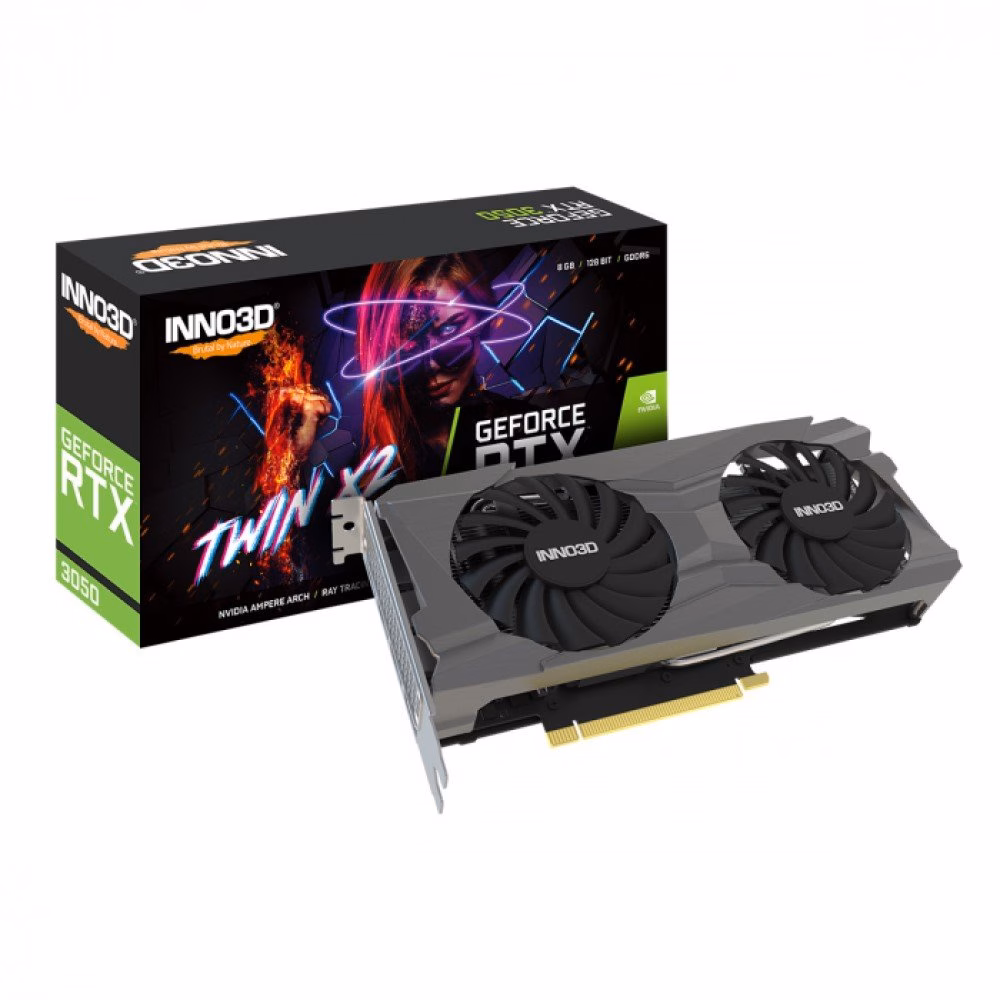 Placa de Vídeo INNO3D GeForce RTX 3050 TWIN X2, 8GB, GDDR6, DLSS, Ray Tracing, N30502-08D6-1190VA42