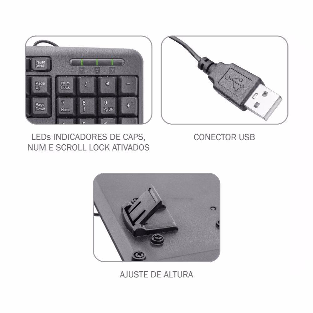 Teclado K-Mex KB-50TS, USB, ABNT2, Preto - Imagem 4