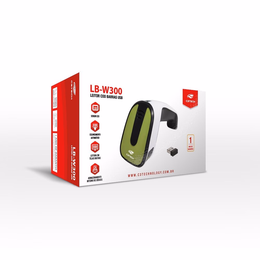 Leitor de Código de Barras Sem Fio C3Tech, USB - LB-W300BK - Imagem 4