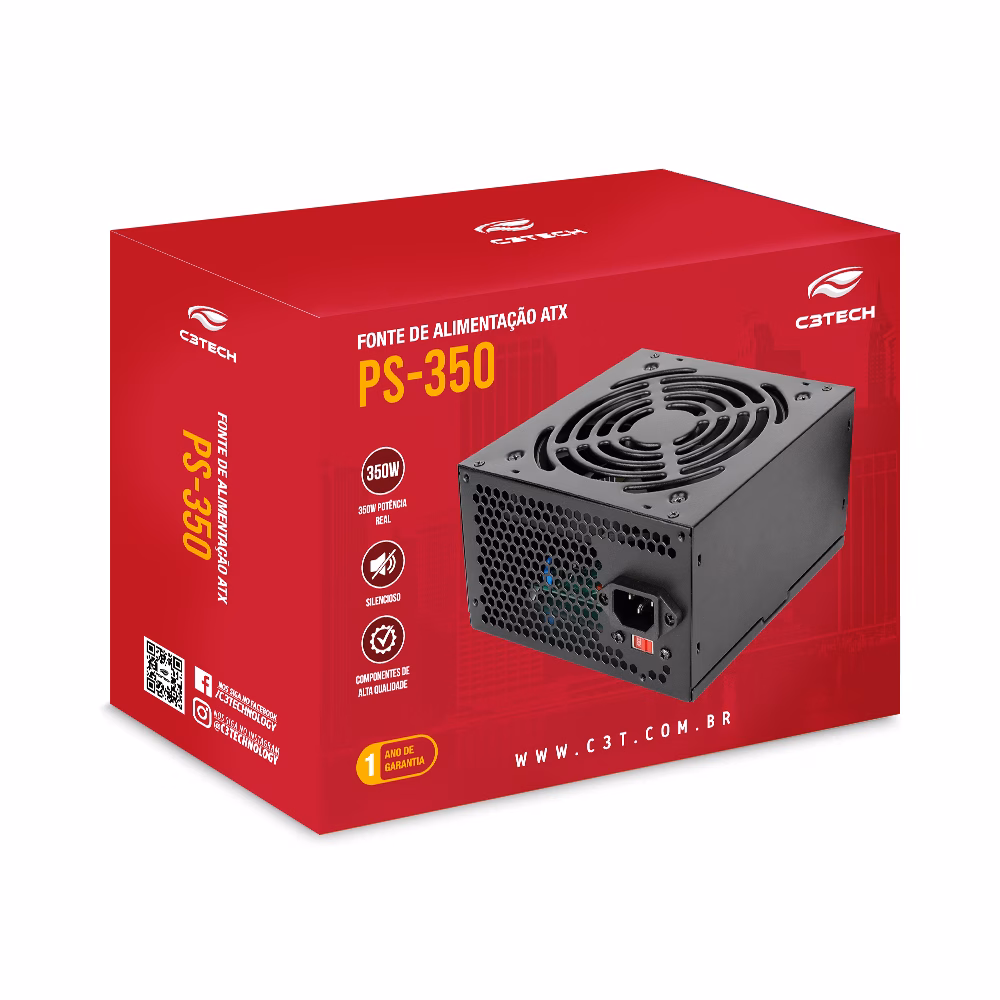 Fonte ATX 350W PS-350BK Preta Sem Cabo C3Tech - Imagem 5