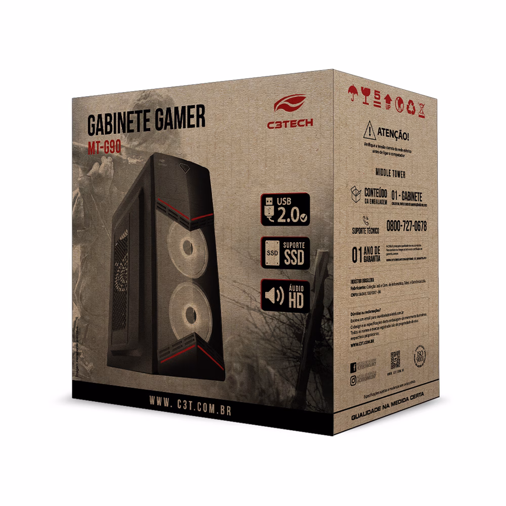 Gabinete Gamer MT-G90BK Sem Fonte C3Tech - Imagem 4