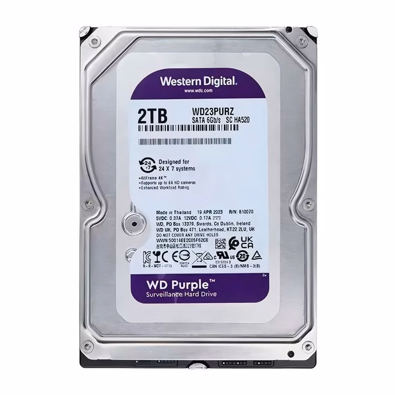 HD para vigilância WD Purple 2TB, 3,5'', SATA, 64MB, WD23PURZ