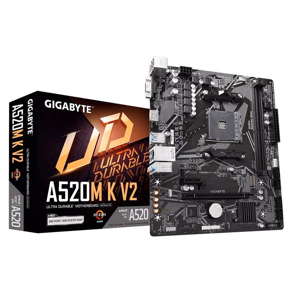Placa Mãe Gigabyte A520M K V2, Chipset A520, AMD AM4, MATX, DDR4