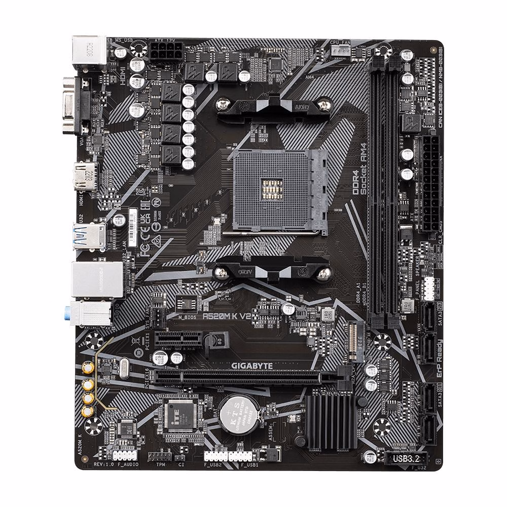 Placa Mãe Gigabyte A520M K V2, Chipset A520, AMD AM4, MATX, DDR4 - Imagem 2