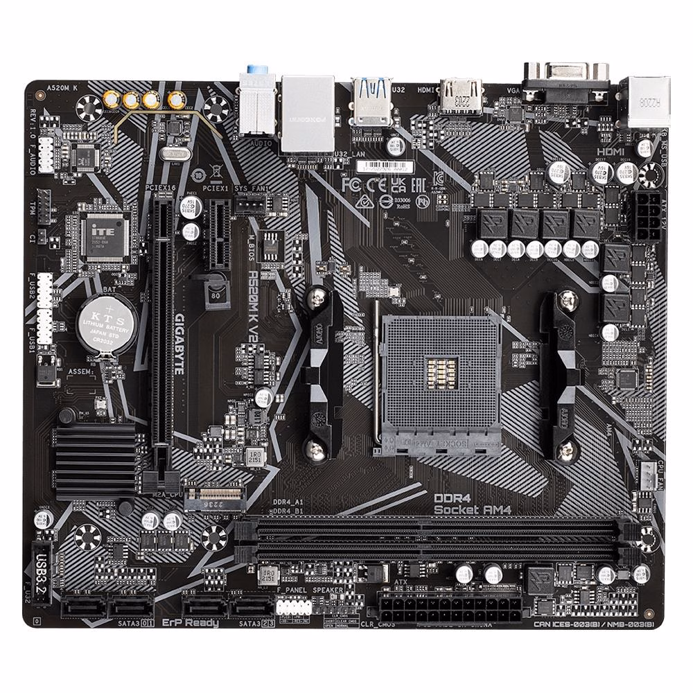 Placa Mãe Gigabyte A520M K V2, Chipset A520, AMD AM4, MATX, DDR4 - Imagem 3