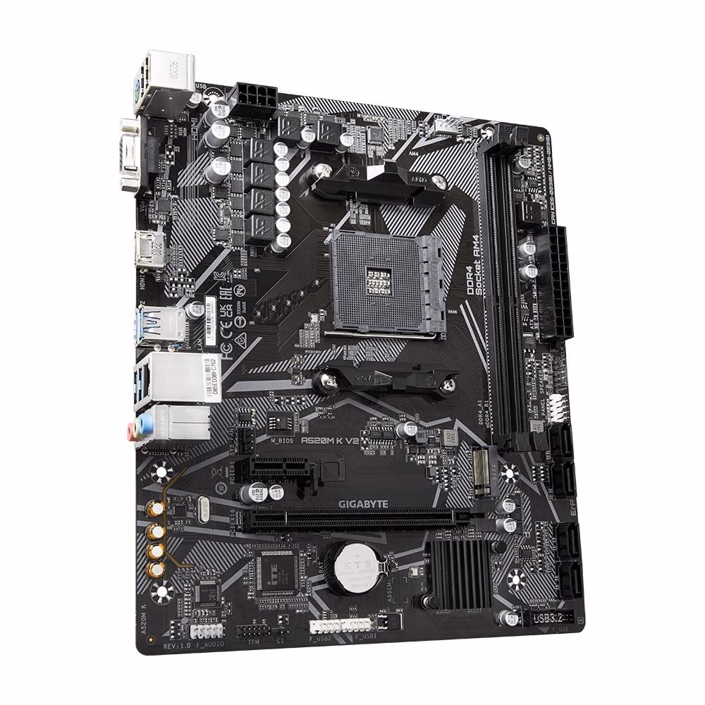 Placa Mãe Gigabyte A520M K V2, Chipset A520, AMD AM4, MATX, DDR4 - Imagem 4
