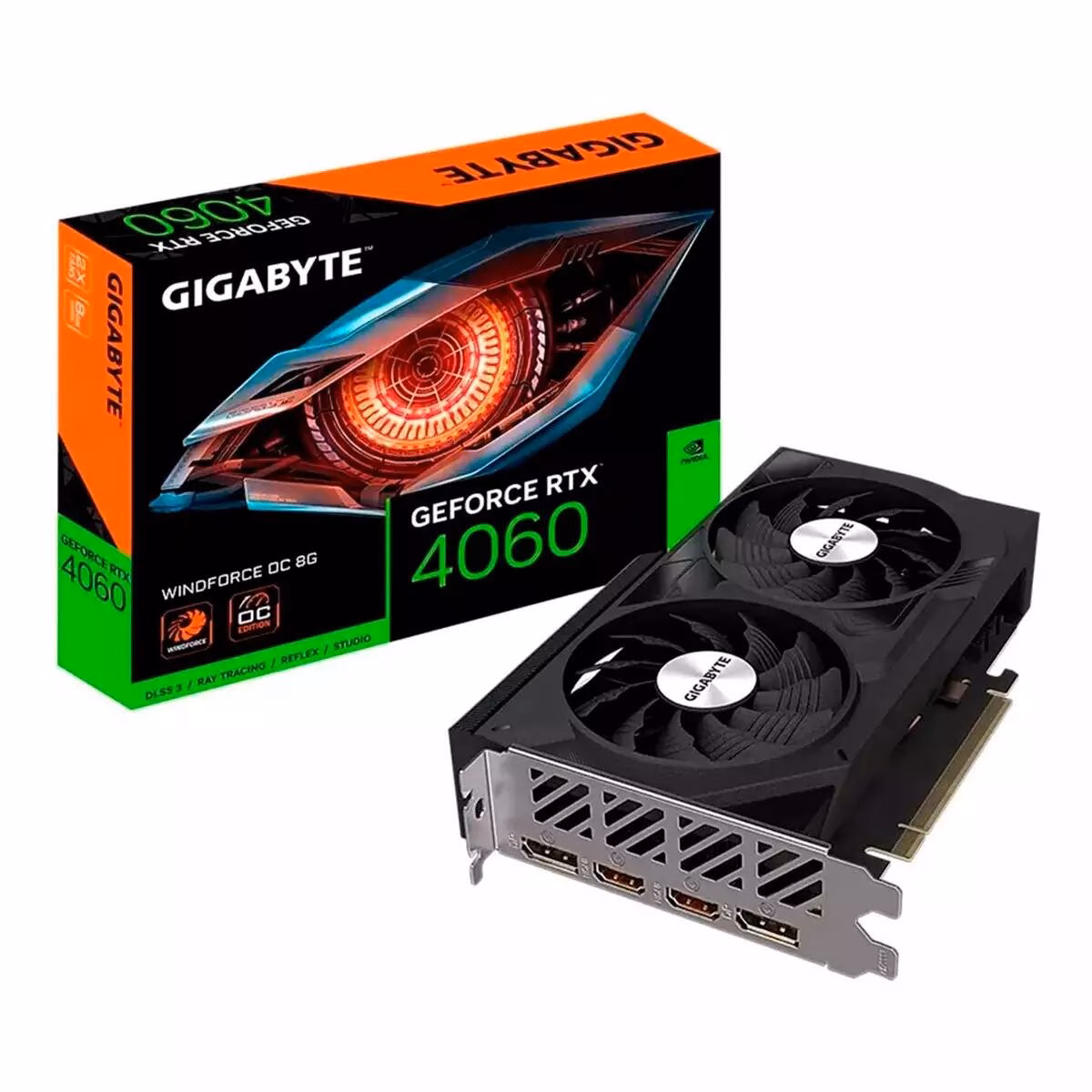 Placa de Vídeo Gigabyte NVIDIA GeForce RTX 4060 WINDFORCE OC, 8GB, GDDR6, DLSS, Ray Tracing, GV-N4060WF2OC-8GD