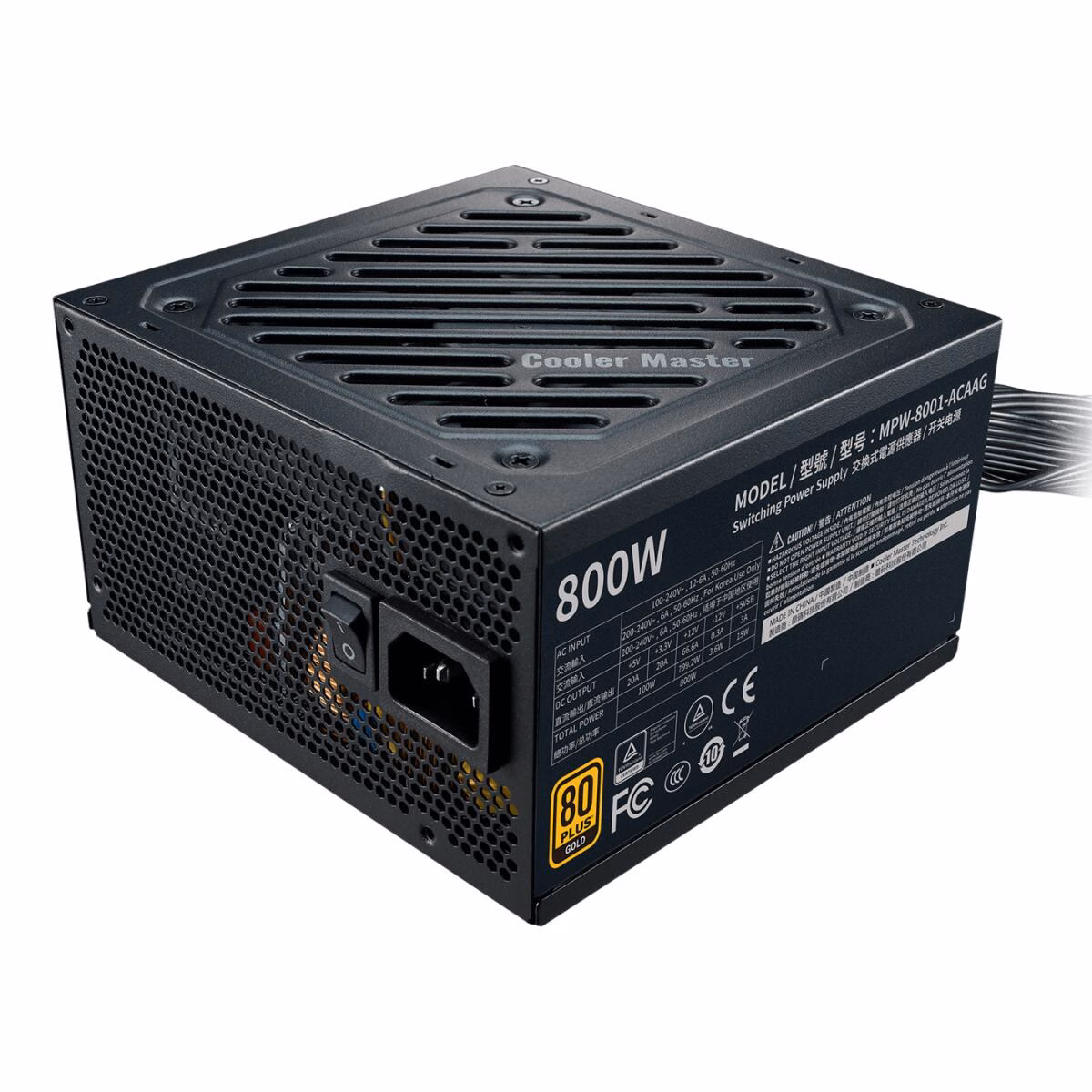 Fonte Cooler Master G800 800W, 80 Plus Gold, PFC Ativo, MPW-8001-ACAAG-BR