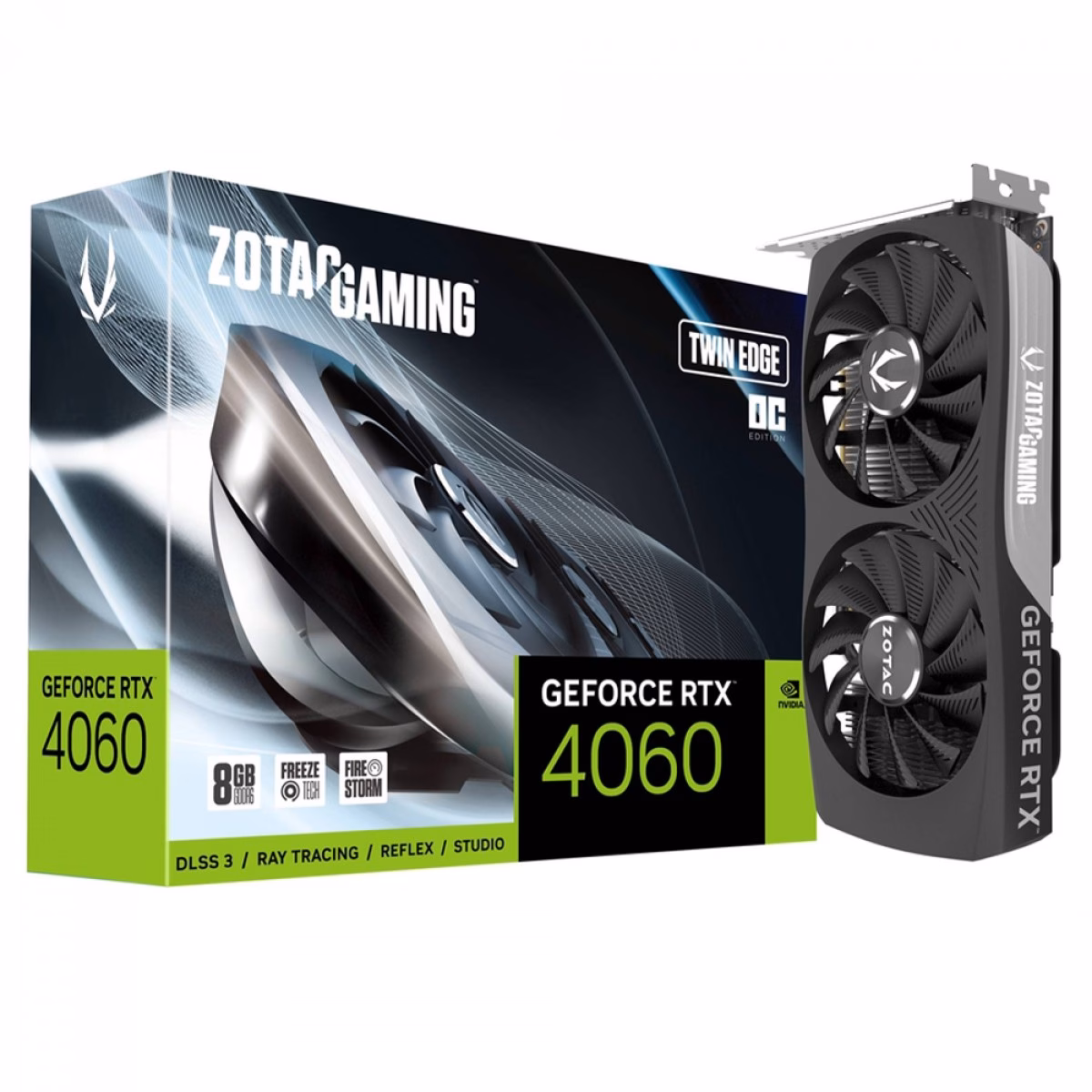 Placa de Vídeo Zotac NVIDIA GeForce RTX 4060 Twin Edge OC, 8GB, GDDR6, DLSS, Ray Tracing, ZT-D40600H-10M