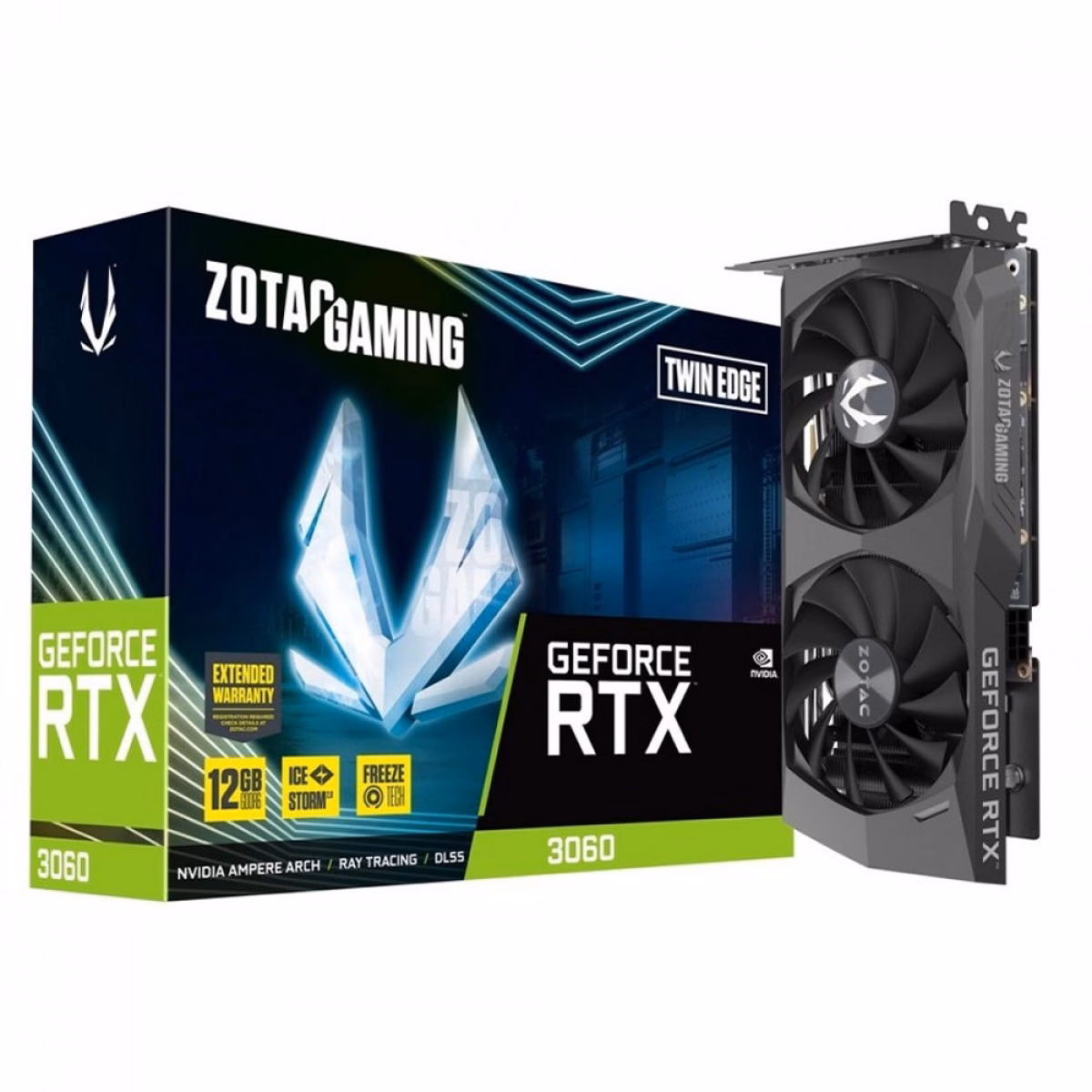 Placa de Vídeo Zotac Gaming GeForce RTX 3060 Twin Edge, 12GB GDDR6, DLSS, Ray Tracinng, ZT-A30600E-10M