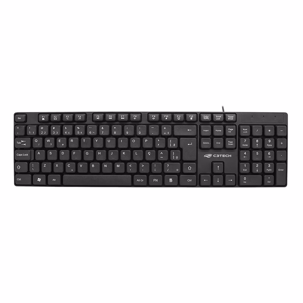 Teclado USB Multmídia KB-M10BK Preto C3Tech