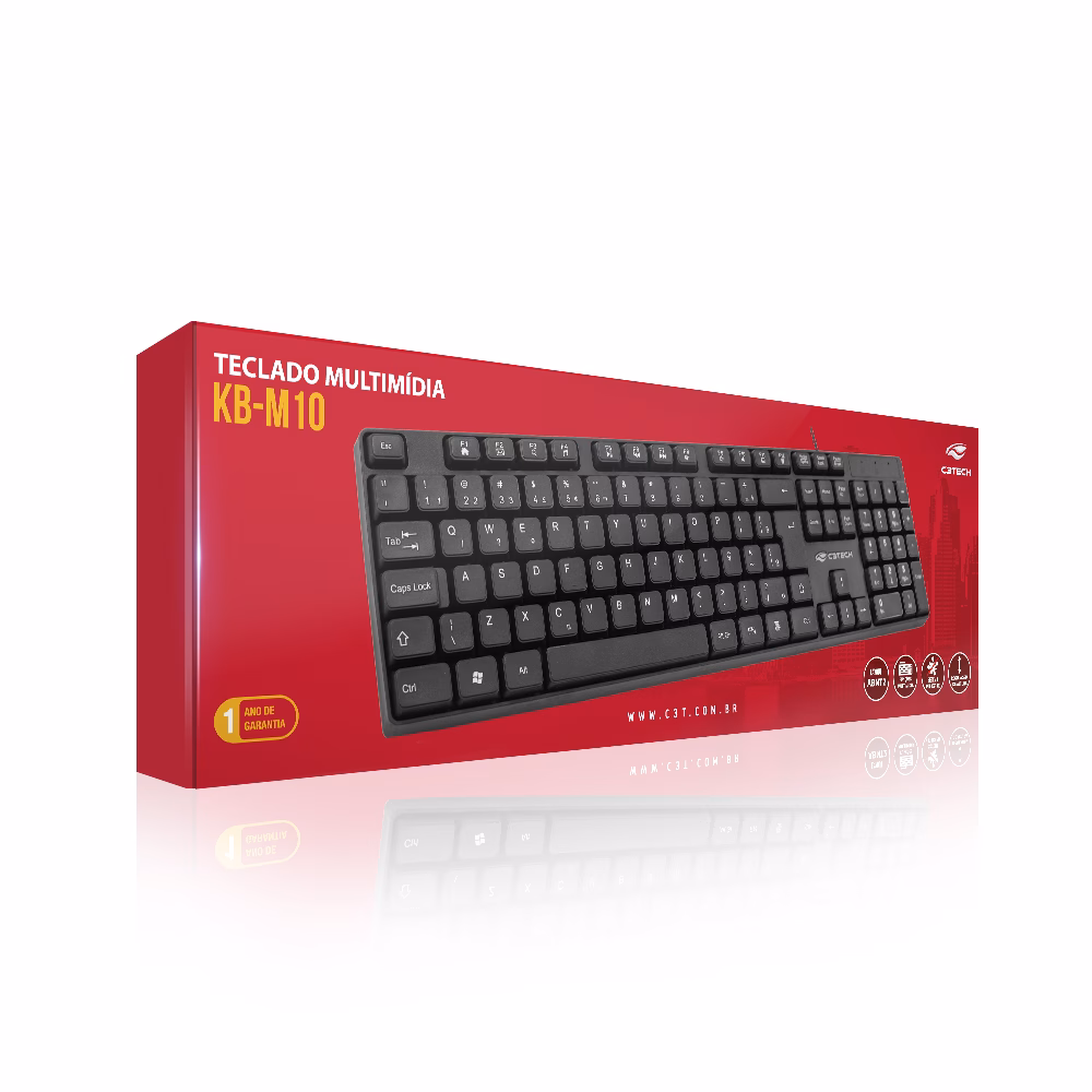 Teclado USB Multmídia KB-M10BK Preto C3Tech - Imagem 4