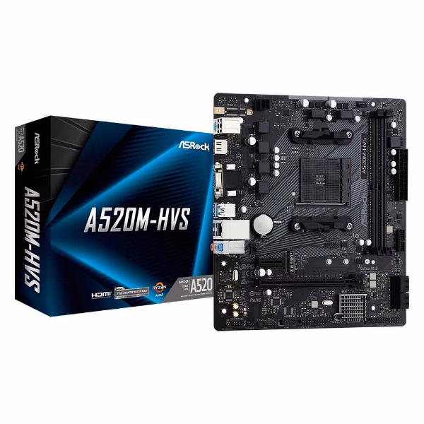 Placa Mãe Asrock A520M-HVS, DDR4, AM4, Micro ATX