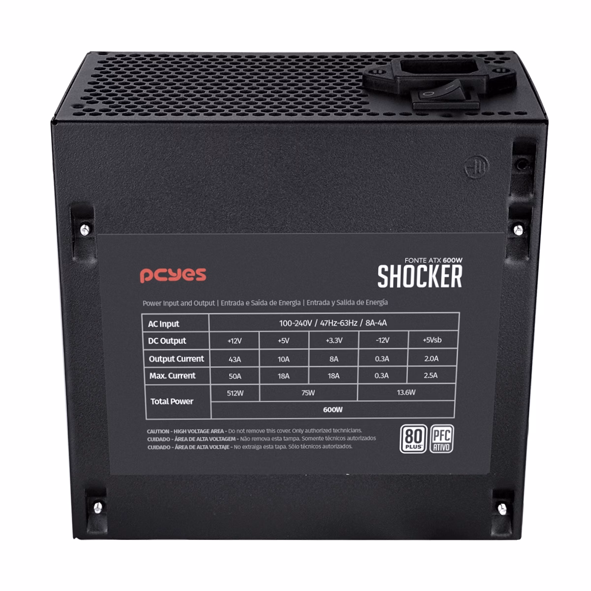 Fonte Gamer PcYes Shocker 600W 80 Plus White – PF600SHW - Imagem 5