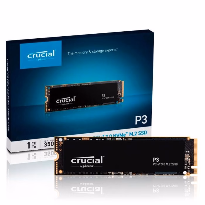 SSD Crucial P3 1TB NVMe PCIe M.2 2280 - CT1000P3SSD8 - Imagem 2