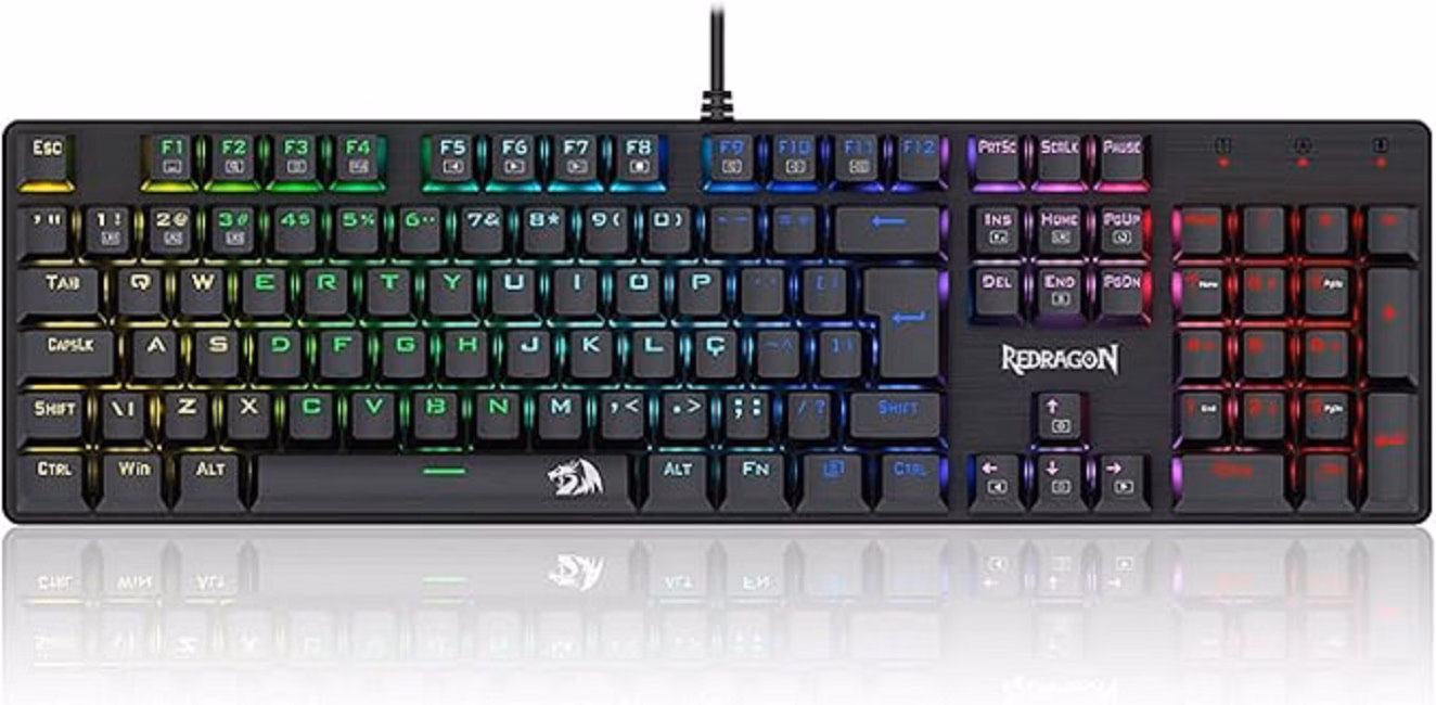 Teclado mecânico Redragon Sindri Rainbow Switch Brown