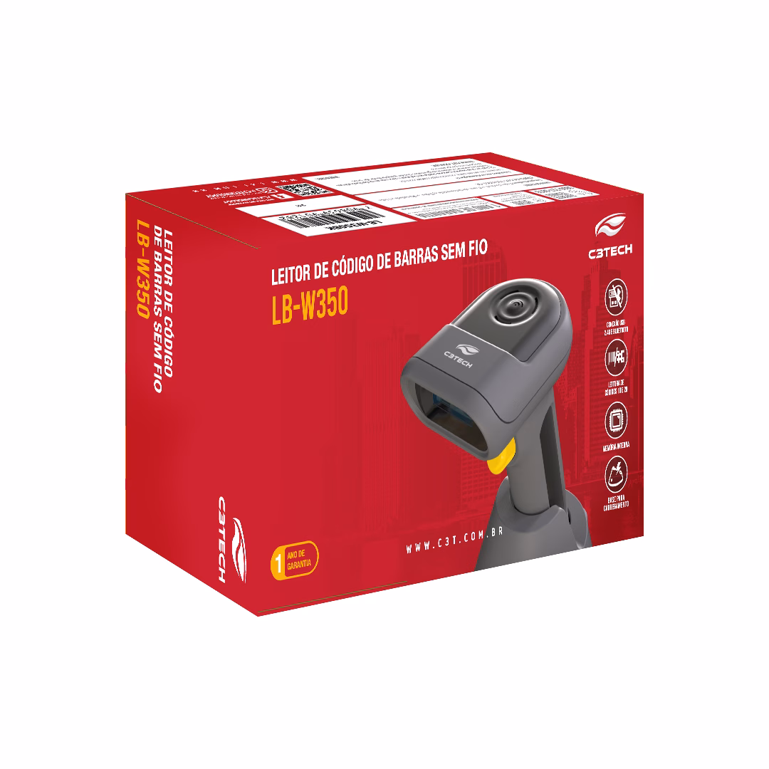 Leitor de Código de Barras 1D/2D Sem Fio + Bluetooth LB-W350BK C3Tech - Imagem 4