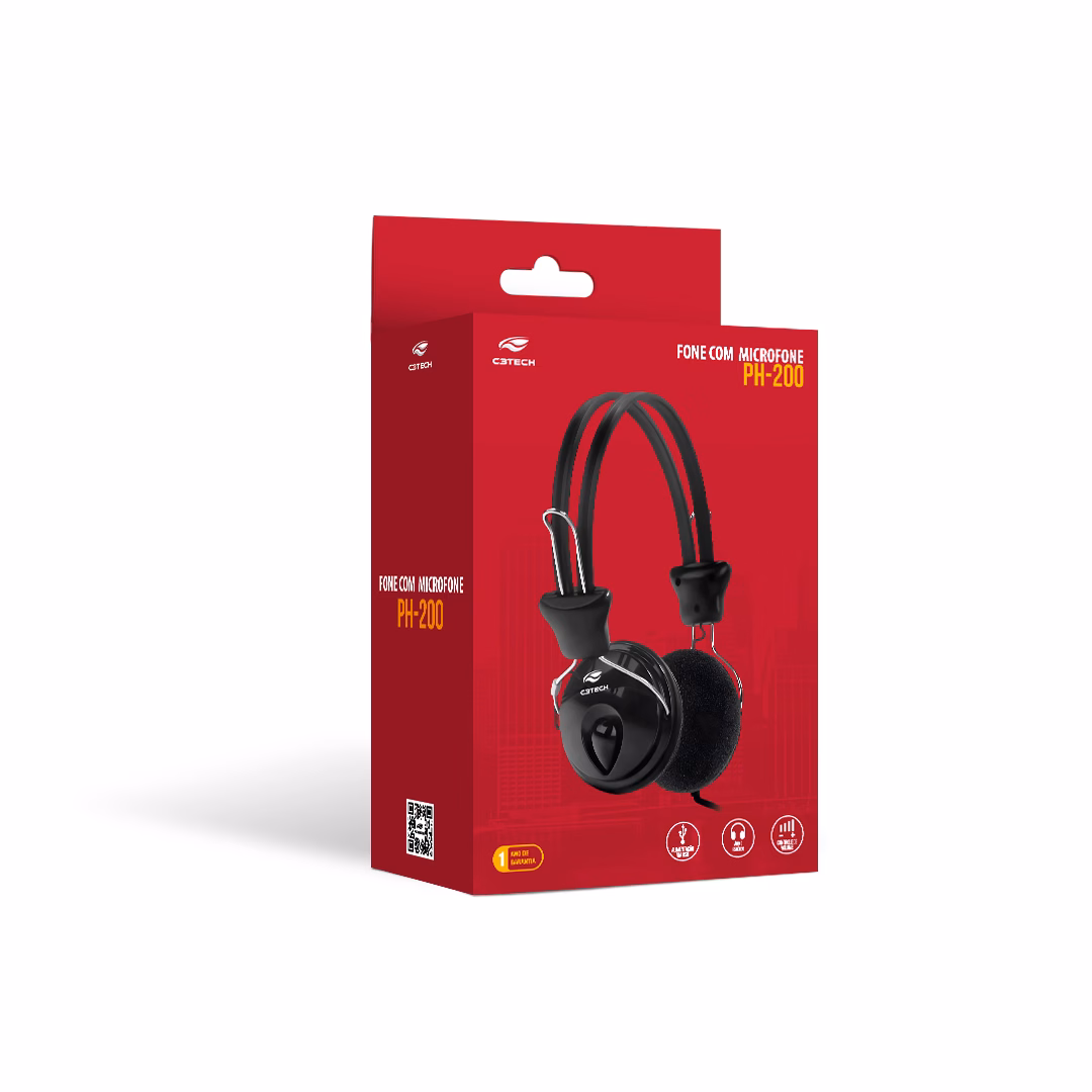 Fone com Microfone USB Tricerix PH-200BK C3Tech - Imagem 3