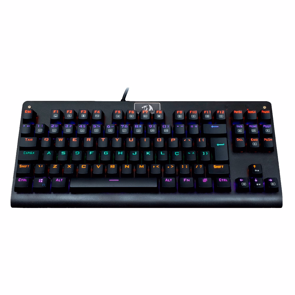 Teclado Mecânico Redragon Gamer Dark Avenger Rainbow K568R Brown, Switch Marron Preto