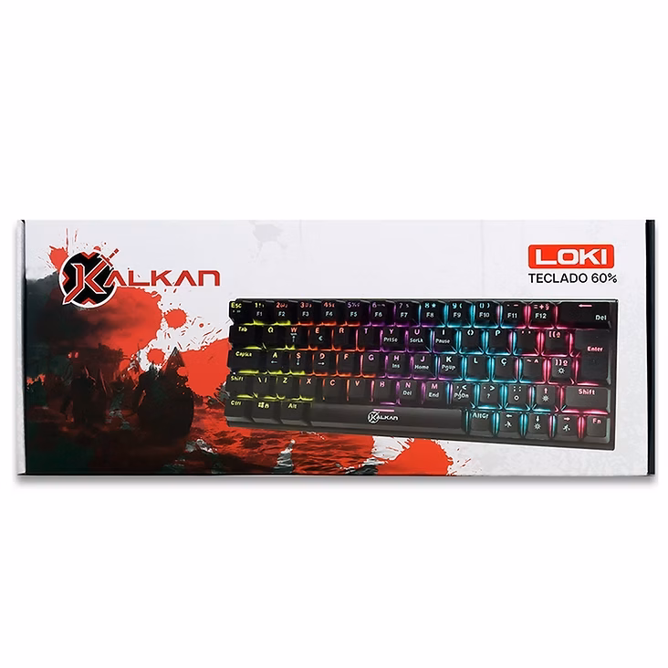 Teclado Mecânico Gamer Kalkan Loki Rainbow Preto Switch Marrom USB - Imagem 3