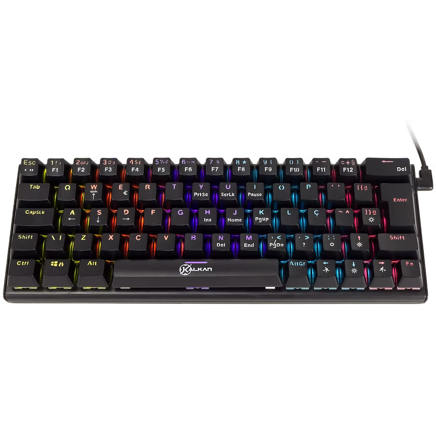 Teclado Mecânico Gamer Kalkan Loki Rainbow Preto Switch Marrom USB