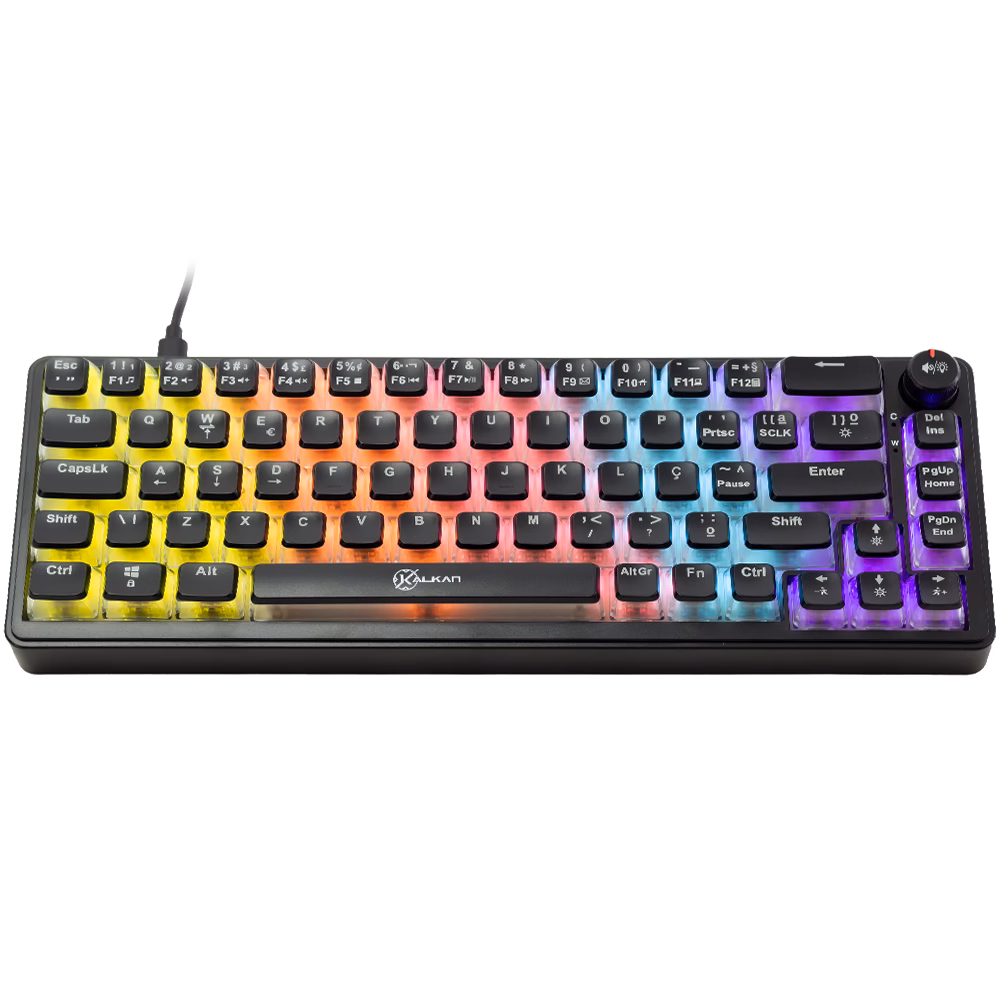 Teclado Mecânico Gamer Kalkan Drakar 65% ABNT2 RGB Rainbow Switch Brown