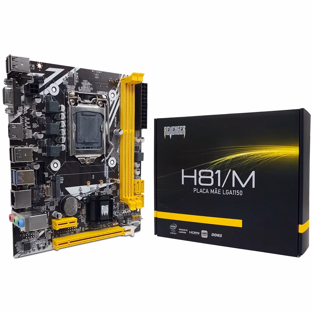 Placa Mãe Revenger G-H81/M, Intel 4ª Geração, DDR3, M.2 NVME, Rede Gigabit, Micro ATX, LGA 1150