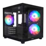 Gabinete gamer Vinik G-Cube preto vidro temperado com 3 fans – GGGCVBK