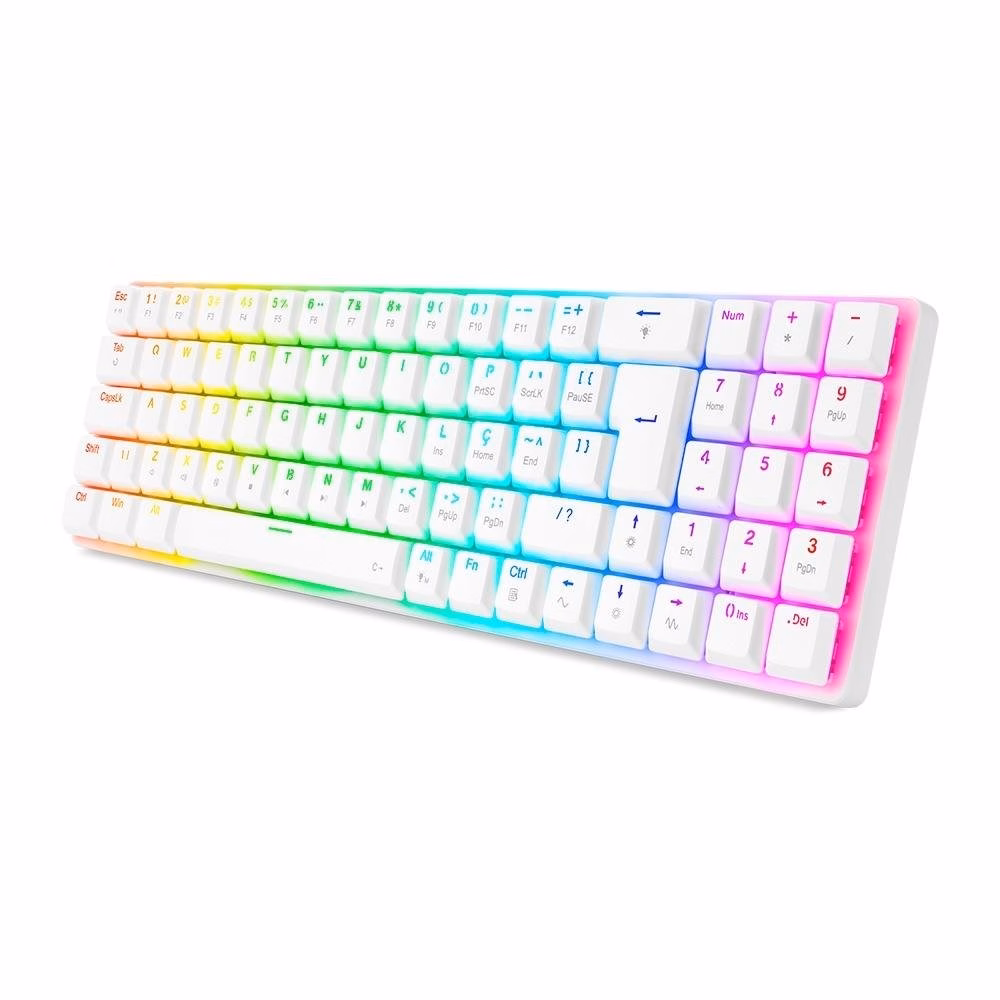 Teclado mecânico gamer Redragon Ashe RGB branco 75% ABNT2 USB-C destacável - Imagem 3