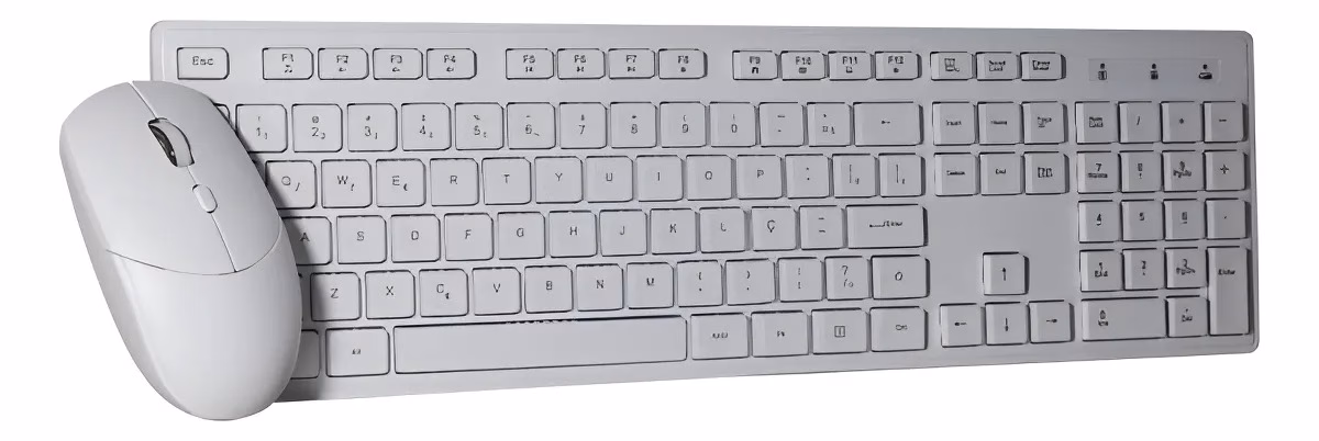 Kit teclado e mouse K-Mex KA60W9+MAA7W7, wireless, mouse 2400 DPI, branco