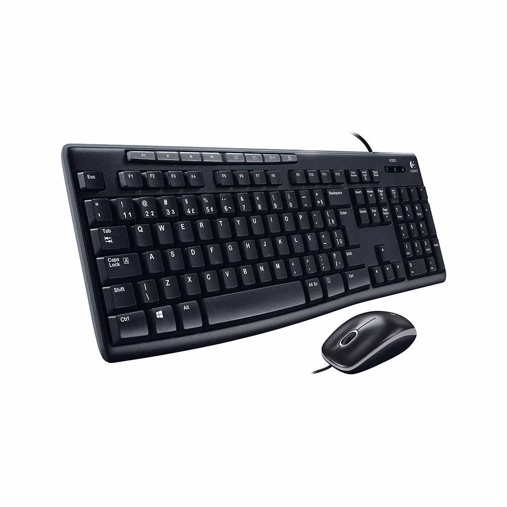 Kit Mouse E Teclado Logitech Mk200 Multimidia C/fio Preto - 920-002718