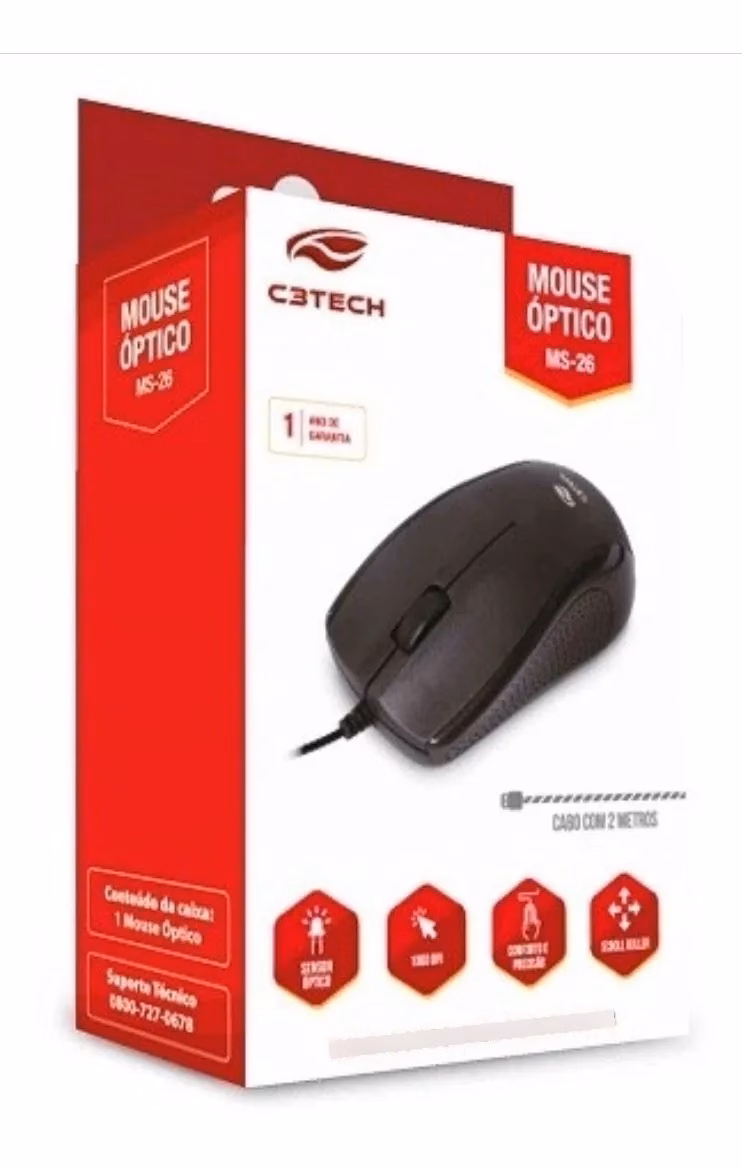 Mouse USB MS-26BK Preto C3Tech - Imagem 4
