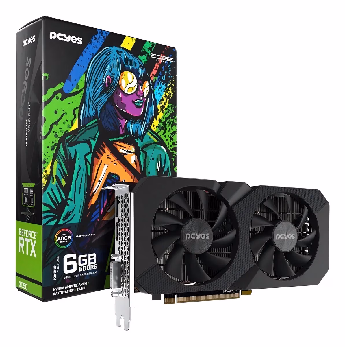 Placa de Vídeo PCYes NVIDIA GeForce RTX 3050 6GB GDDR6 96 bits - PVPCR30506GB2F