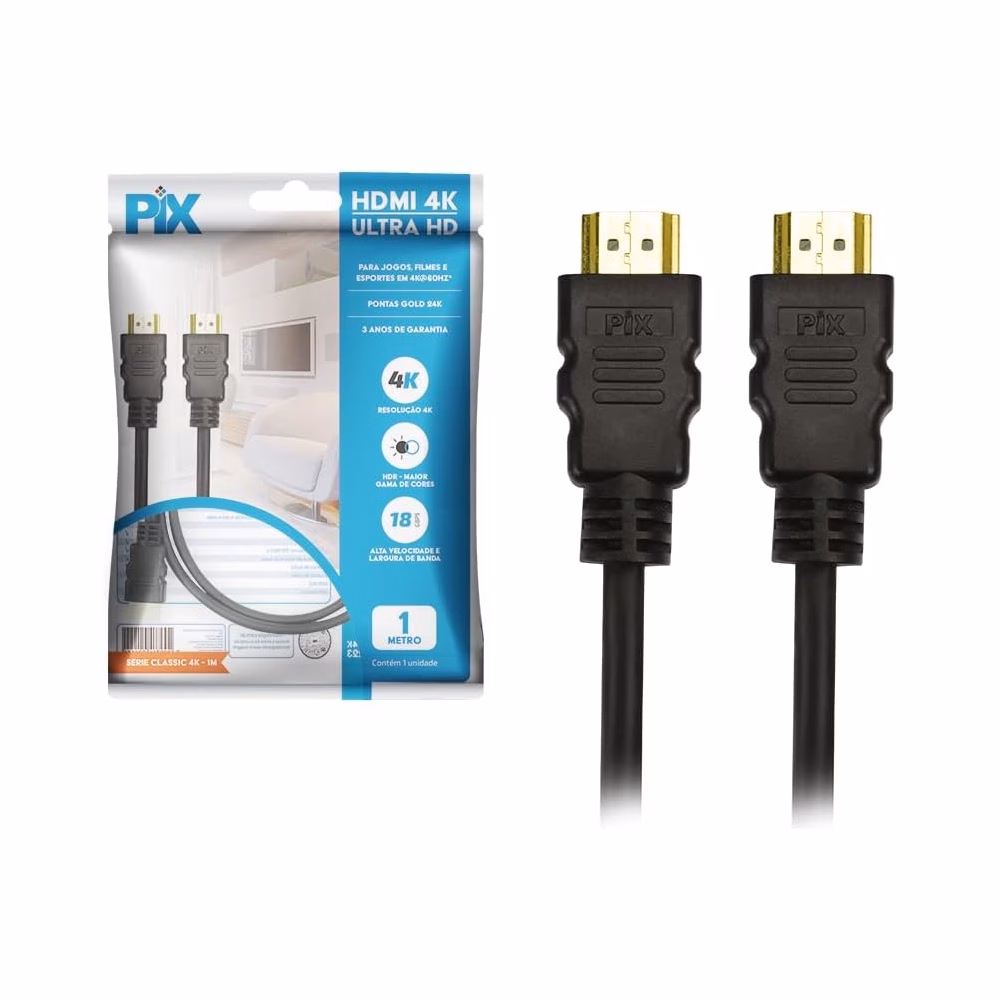 Cabo HDMI 1M 2.0 4K 19 Pinos Pix