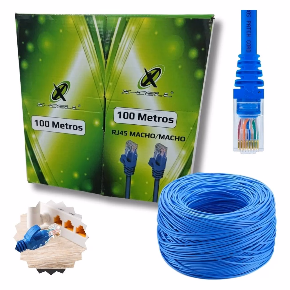 Cabo De Rede 100m Cat5e Azul X-cell XC-CR-100m - Imagem 2